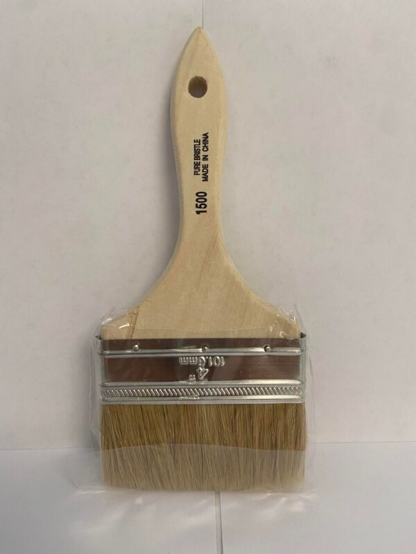A 4 inch 101.6mm paint brush with wooden handle