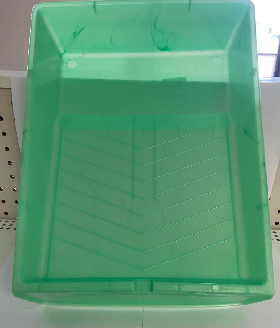 Top view of a green paint tray