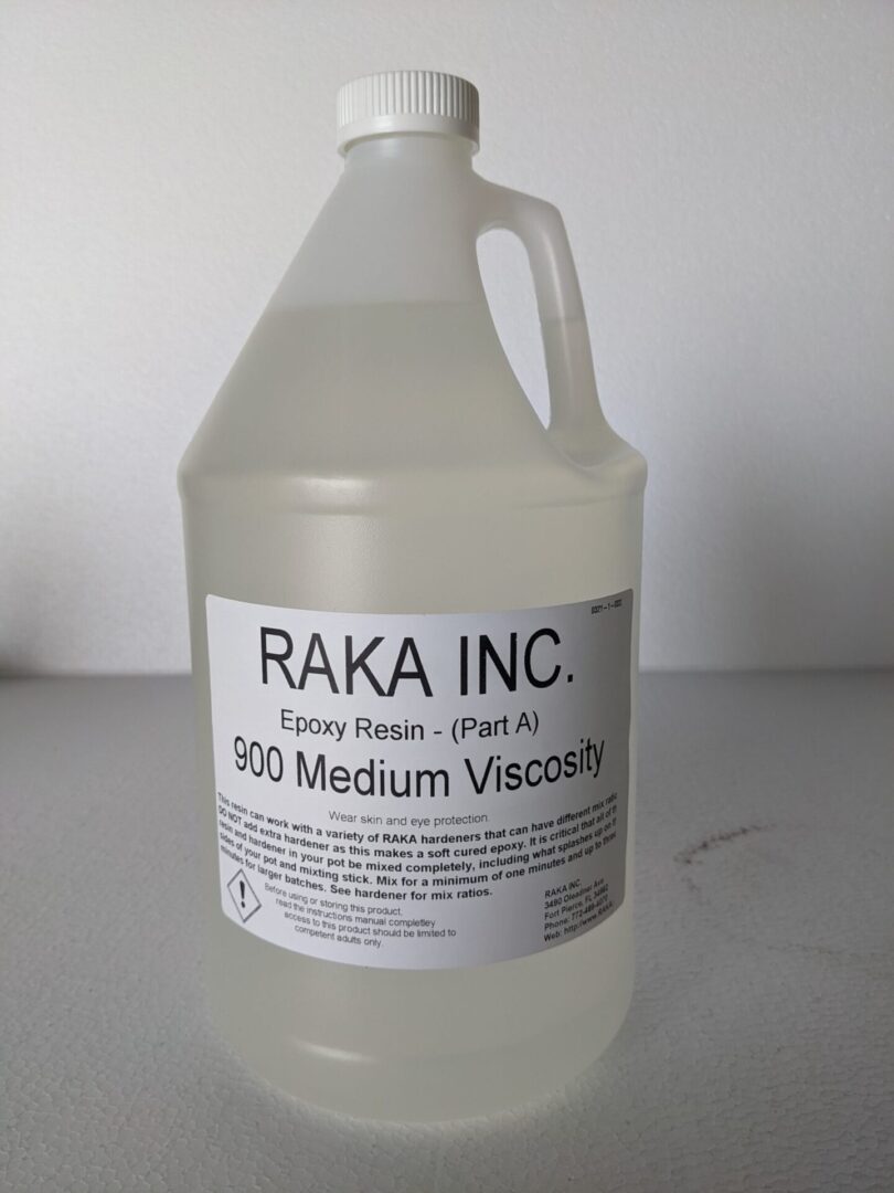 A bottle of 900 medium viscosity epoxy resin