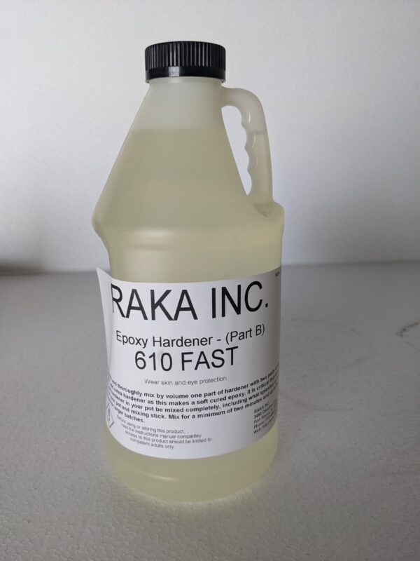 A bottle of 610 fast epoxy hardener